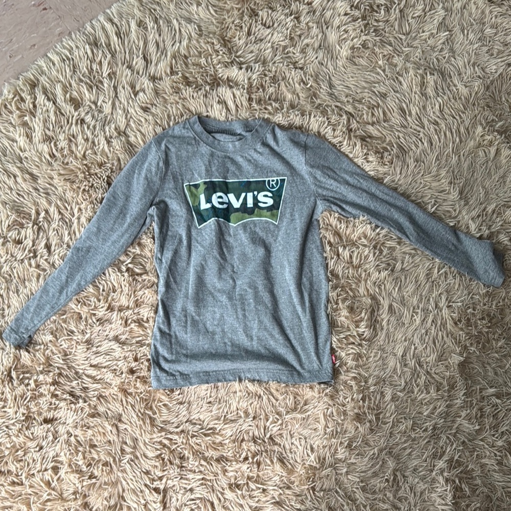 Levi's Gray Long Sleeve Shirt with Camo Logo